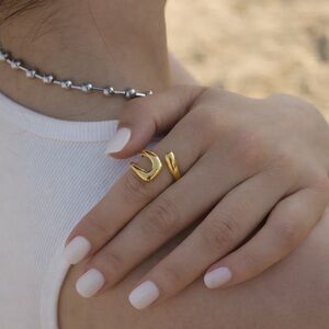 Gold PVD Stainless Steel Statement Ring | Tarnish Resistant